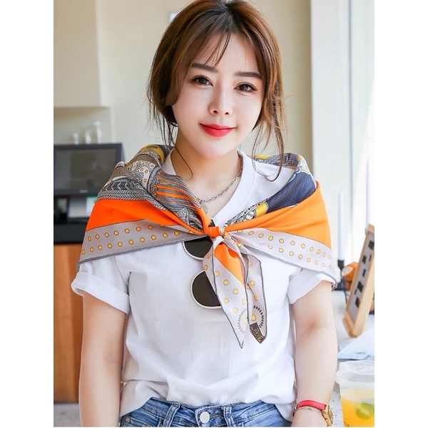 Khăn turban lụa vuông bandana làm áo yếm nhiều mẫu- Maben