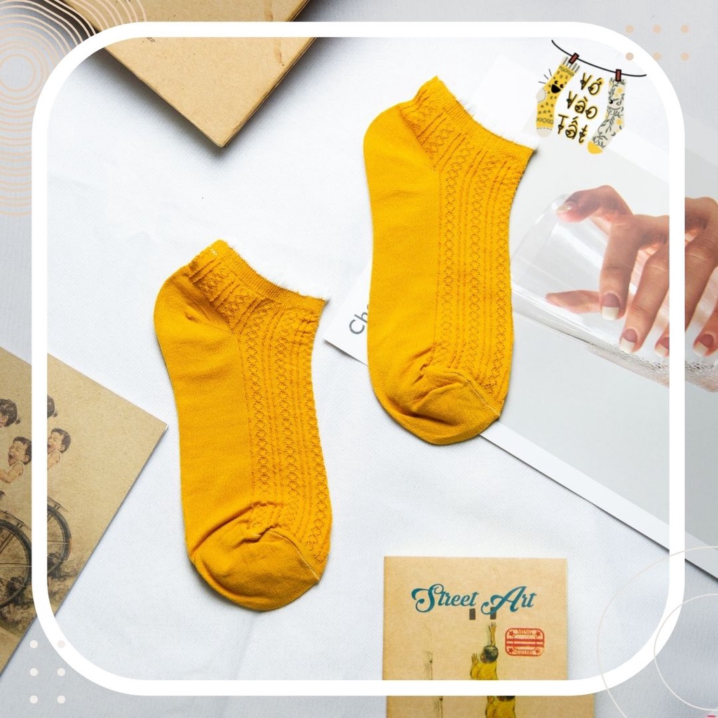 TẤT VỚ NỮ CỔ NGẮN TRƠN GÂN CÙNG MÀU NỔI DỌC