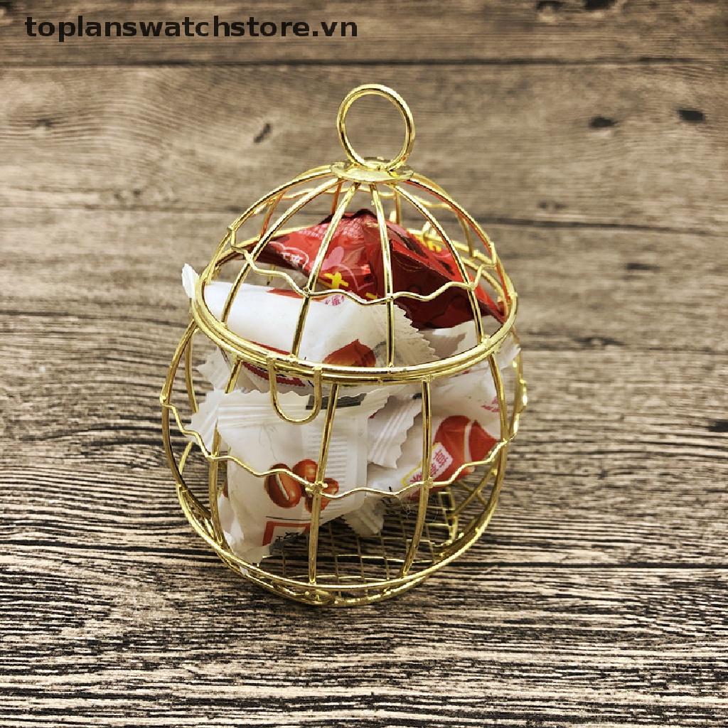 Hộp Quà Mini Bằng Kim Loại Mạ Vàng Hình Lồng Chim Phong Cách vintage