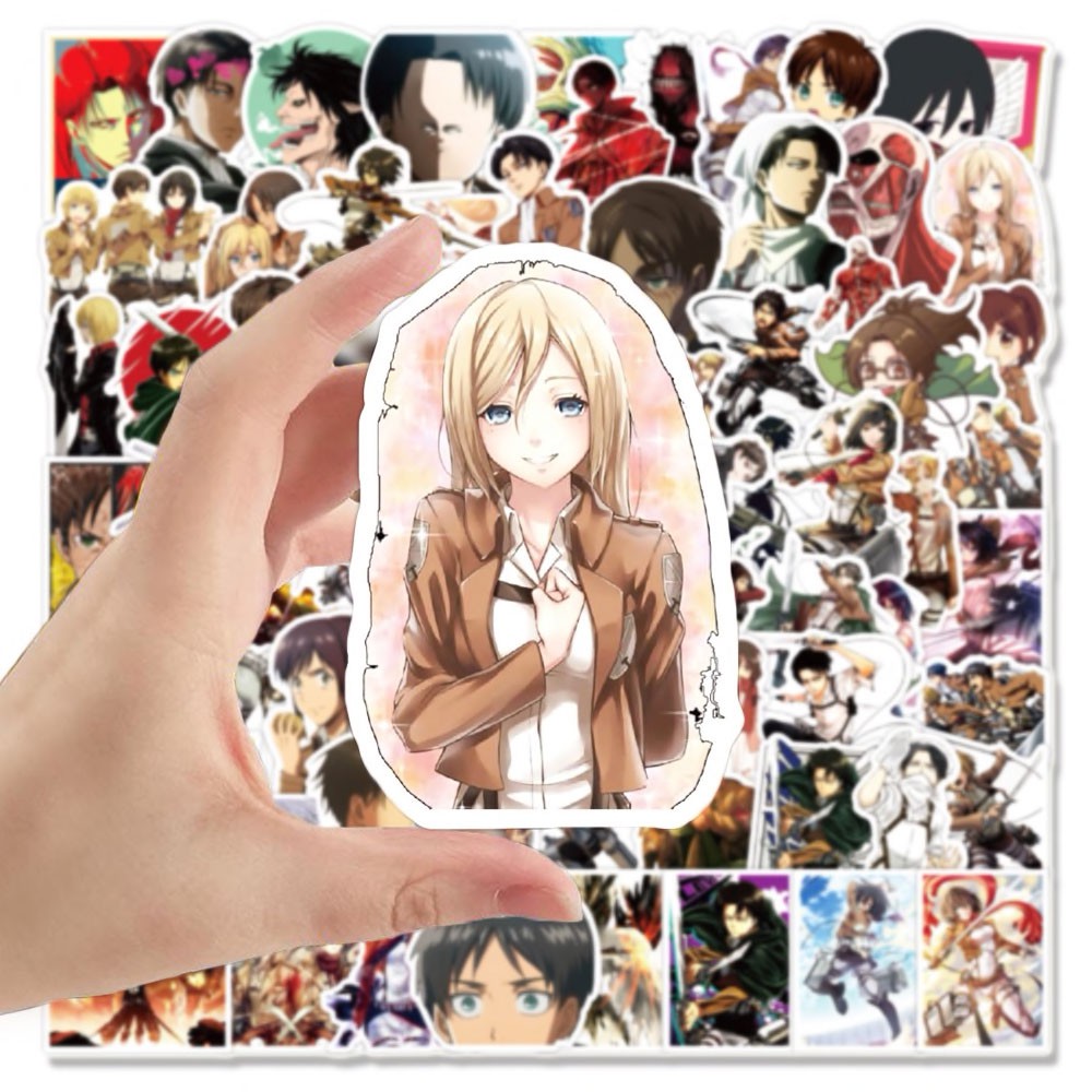 Bộ sticker Attack On Titan Đại chiến Titan Levi Mikasa chống nước hình dán Annie Ymir Fritz Reiner Braun Eren Armin Jean