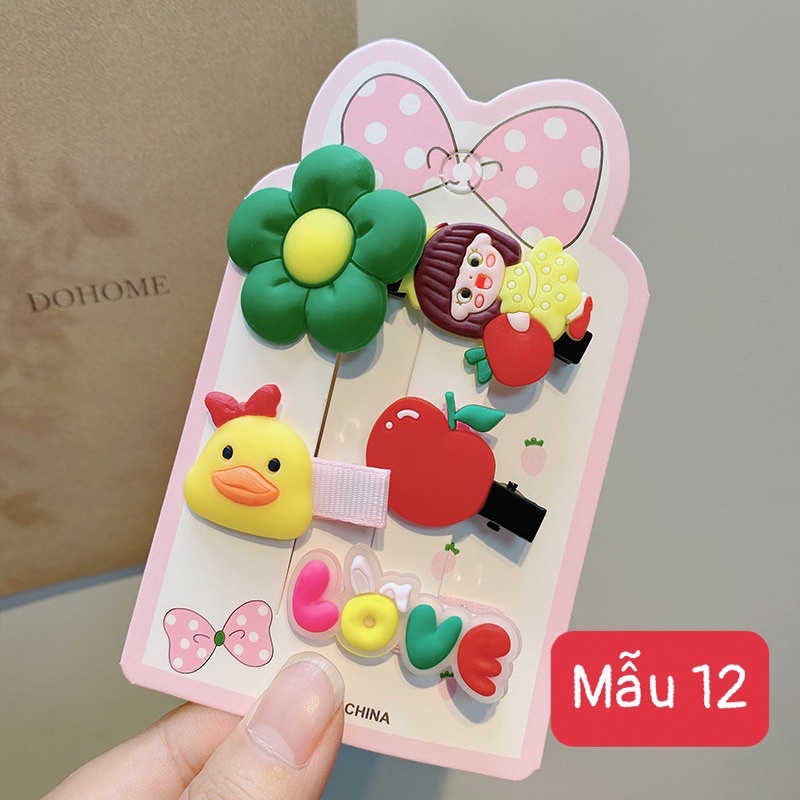 Kẹp tóc cho bé gái xinh xắn, dễ thương phong cách Hàn Quốc sét 5, sét 12 cái