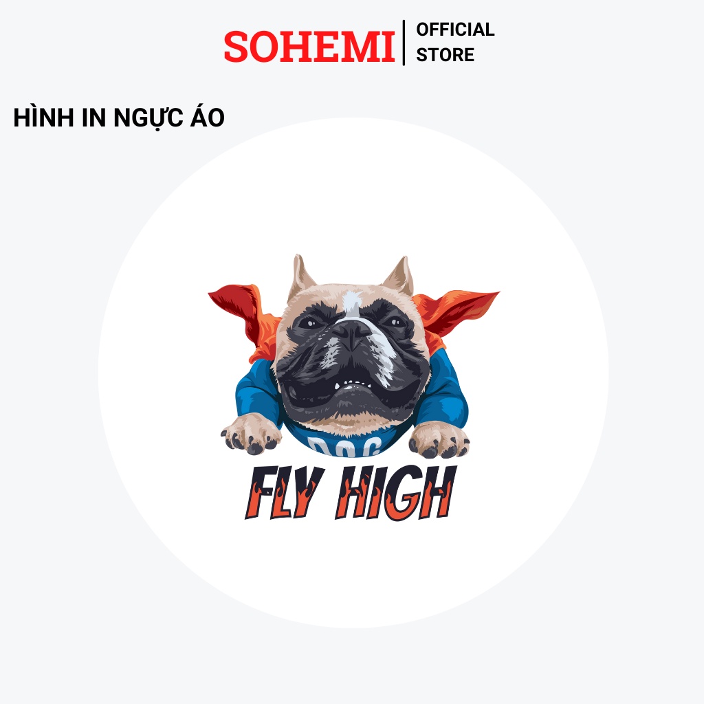 Áo thun nam SOHEMI họa tiết CÚN SO03 màu trắng cổ tròn vải cao cấp co giãn 4 chiều