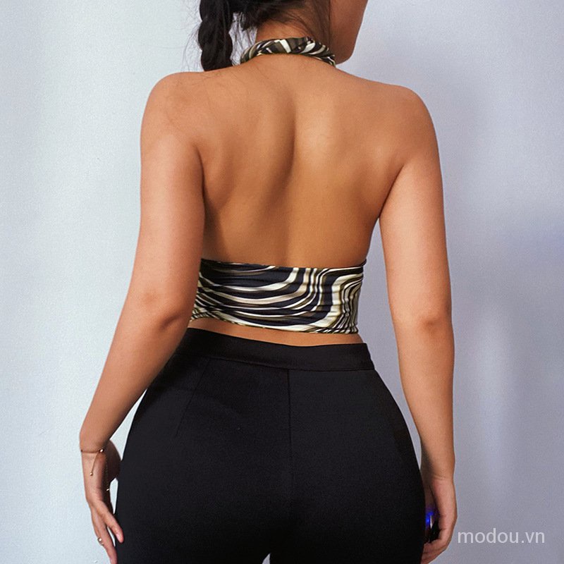Áo Tank Top Kẻ Sọc Hở Lưng Gợi Cảm Cho Nữ
