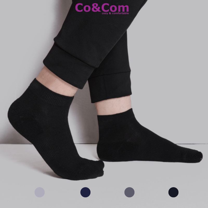 Tất Nam Cổ Thấp Cao Cấp Chống Hôi Chân Co&amp;Com Gót Lót Lông Khử Mùi Chống Trượt DPTN02