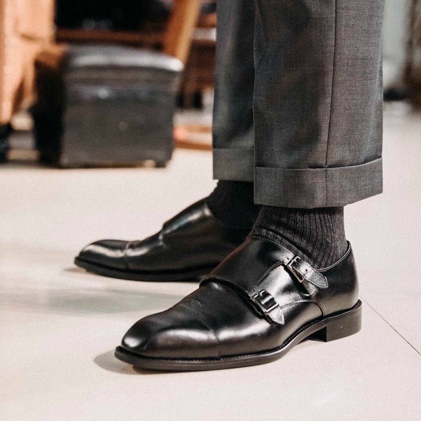 Giày lười tây nam cao cấp đế phíp da bò thật ERMAND bảo hành 1 năm dáng Double Monkstrap sang trọng - Mã T15