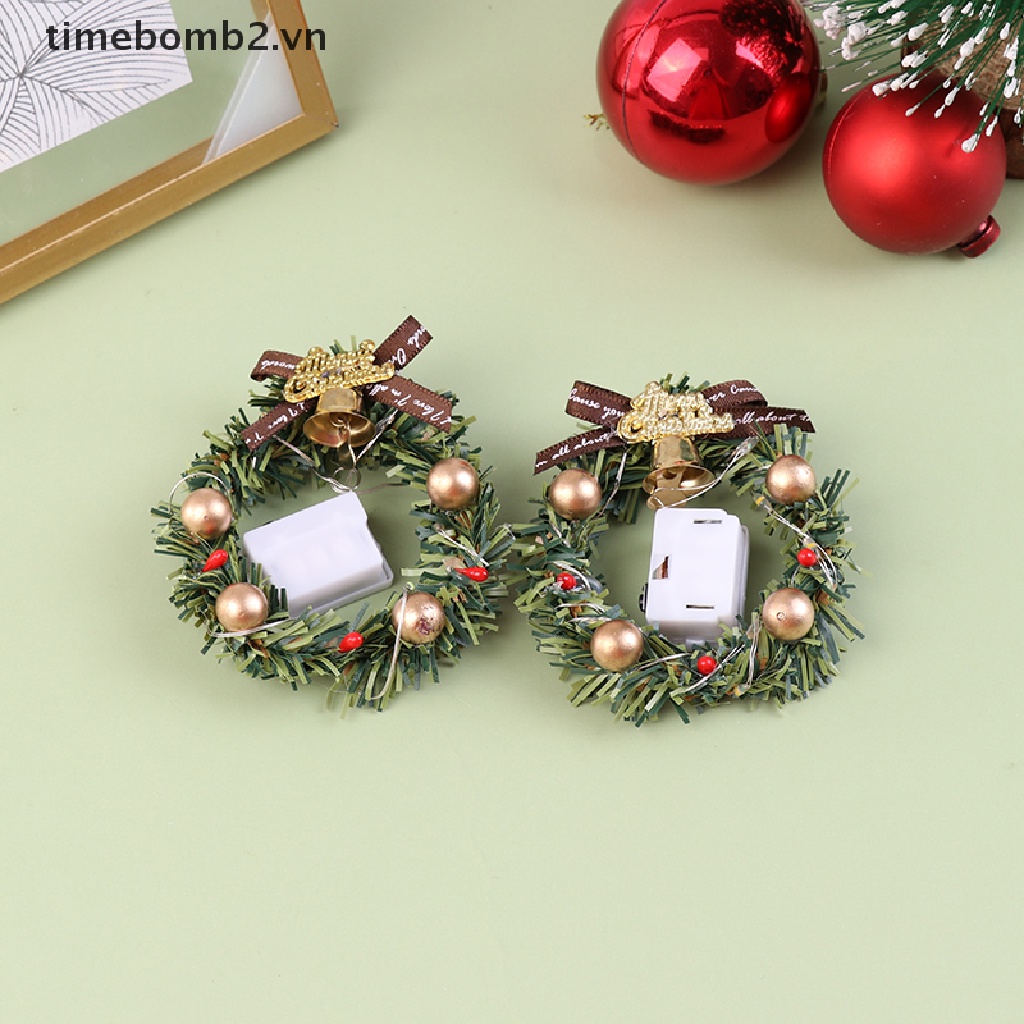Vòng Hoa Giáng Sinh Có Đèn Trang Trí Nhà Búp Bê 1 / 12 1 / 6