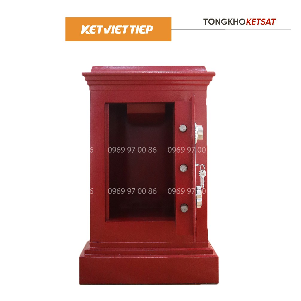 Két Sắt Công Đức Có Khe Đút Tiền - Két Sắt Thu Ngân Khóa Cơ Việt Tiệp Nặng 80KG Màu Đỏ