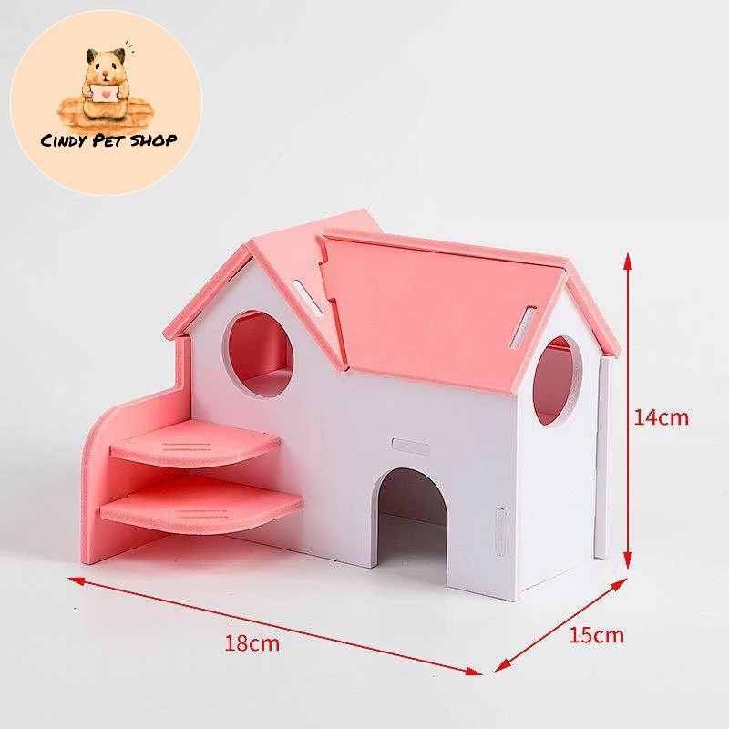 Nhà ngủ lắp ráp 2 tầng rộng rãi cho Hamster 18x15x14cm