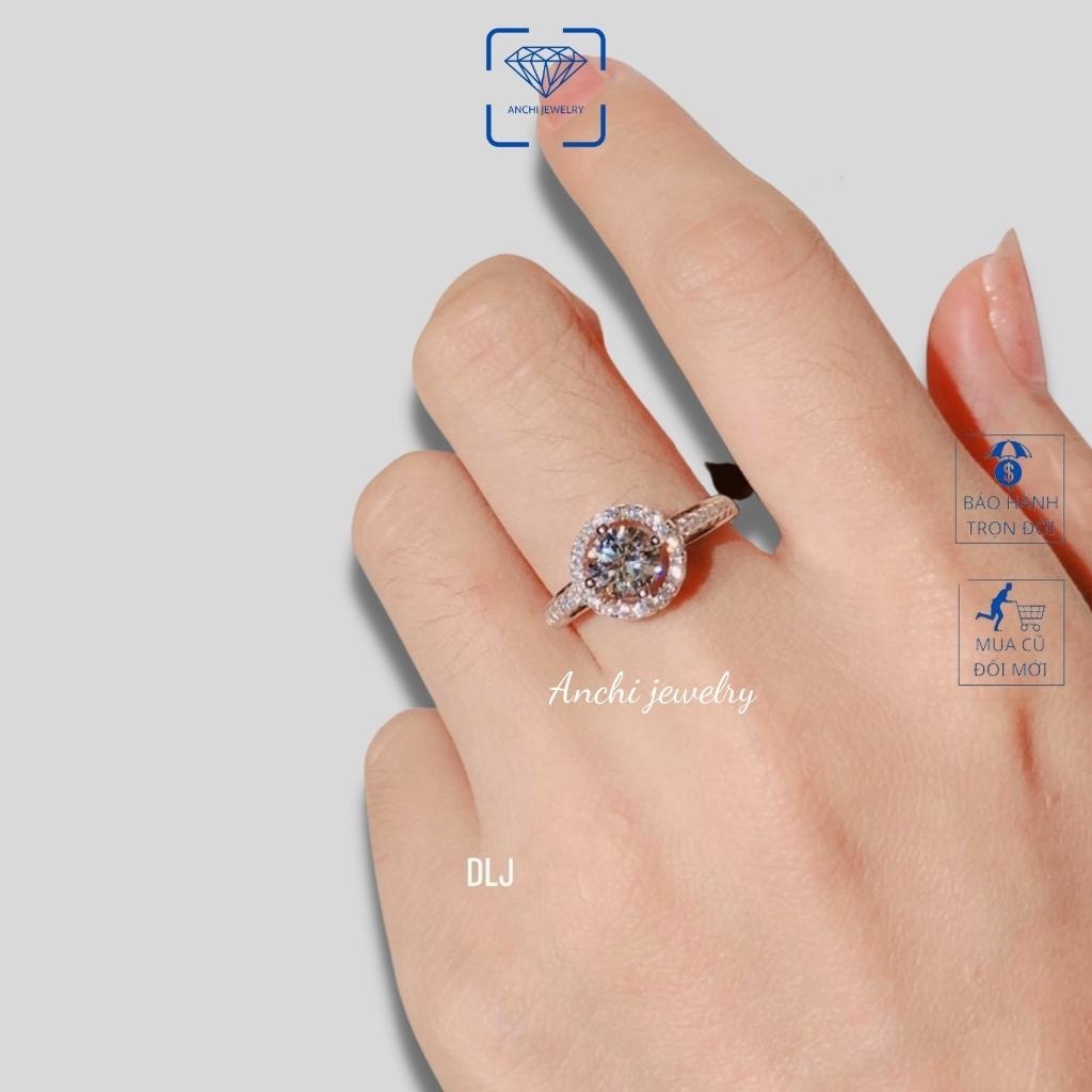 Nhẫn nữ bạc ta đá chủ 6ly sáng đẹp, Anchi jewelry
