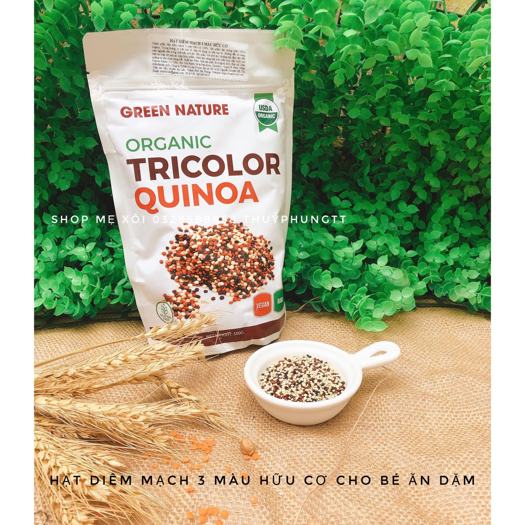 Tách lẻ : 100g diêm mạch ( quinoa 3 màu ) hữu cơ 3 màu Green Nature date 6/2021