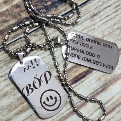 Dogtag dây bi - thẻ bài quân đội - mặt dây chuyền phong cách mạnh mẽ