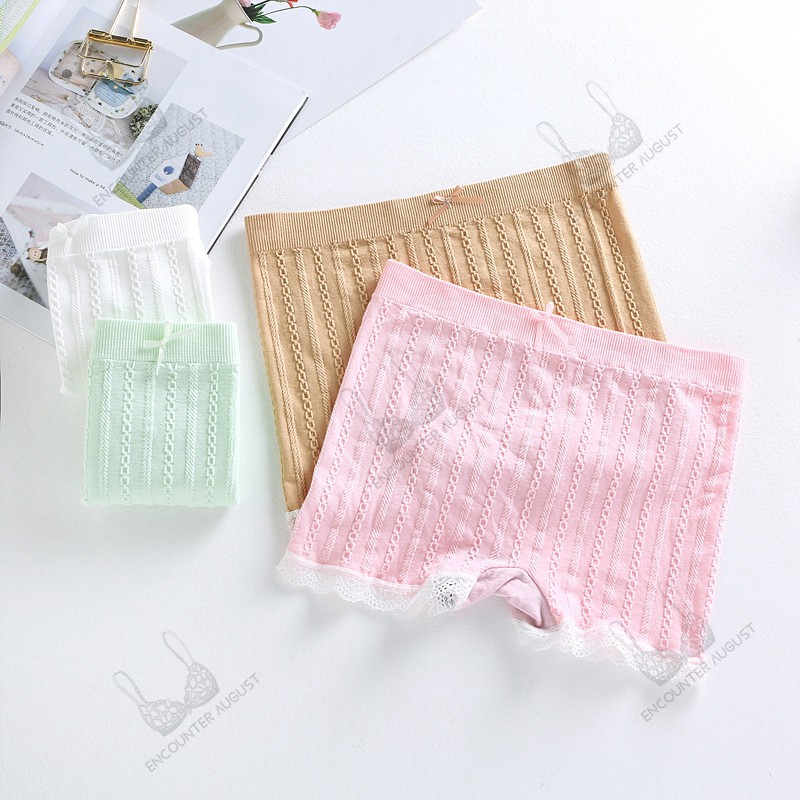 Quần Lót Boxer Vải Cotton Họa Tiết Hoa Anh Đào Dễ Thương Cho Nữ D001