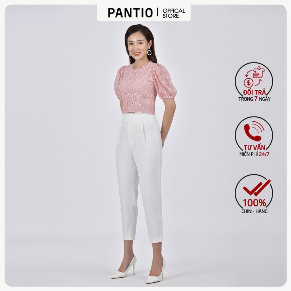 Áo sơ mi nữ chất liệu ren, dáng ôm, tay ngắn bồng FAS32832 - PANTIO ྇