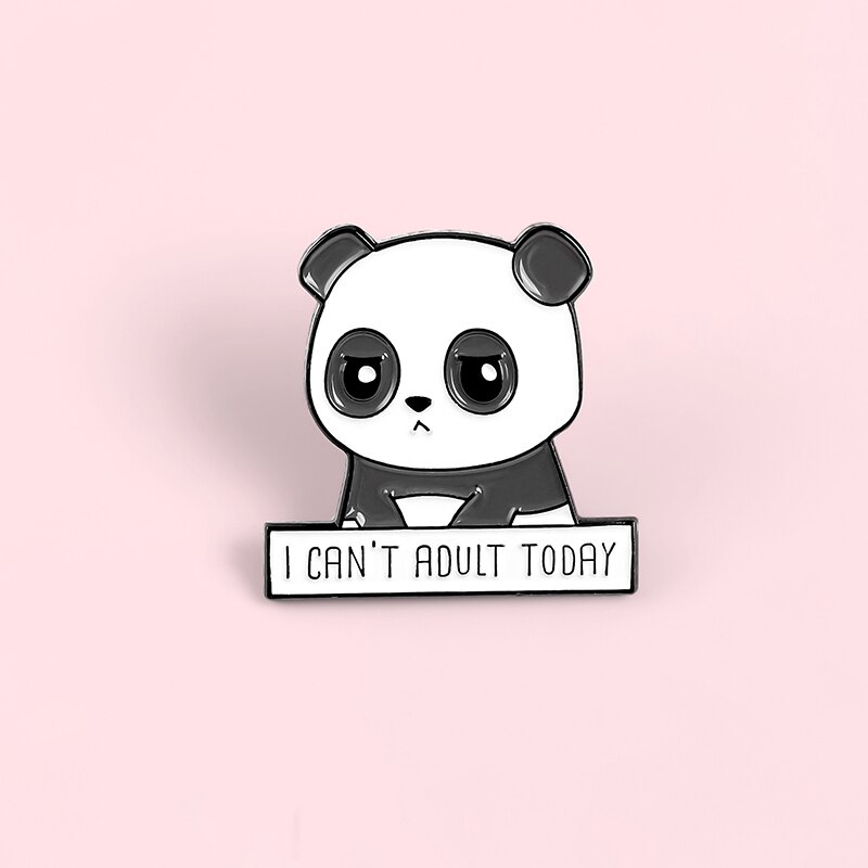 Ghim cài áo hình gấu trúc dễ thương bằng kim loại