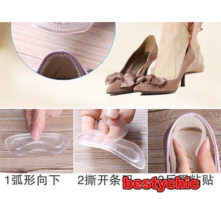 1 Cặp Miếng Lót Gót Giày Cao Gót Trong Suốt Bảo Vệ Gót Chân Bằng Silicon