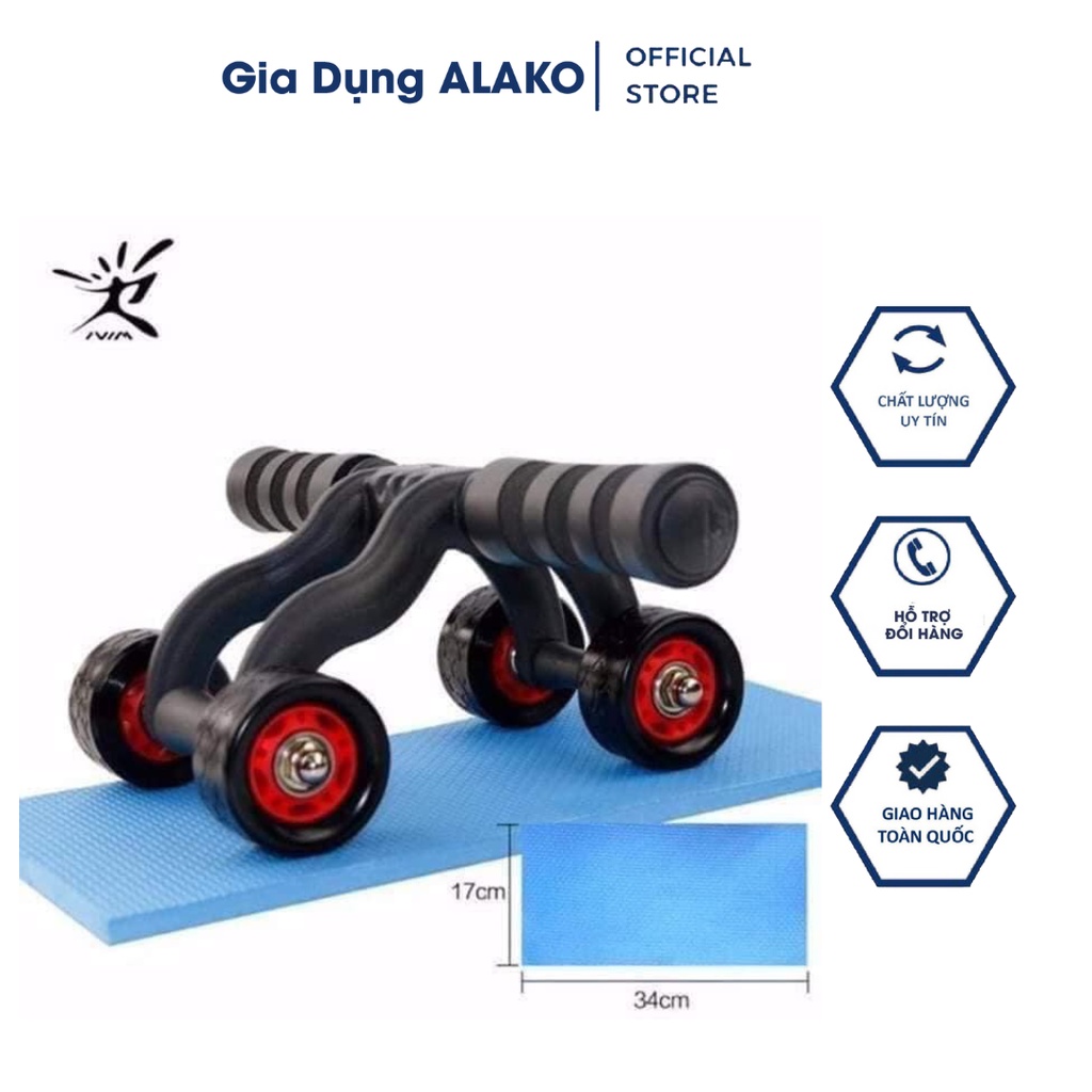 Con Lăn Tập Bụng 4 Bánh Chất Liệu Nhựa PU Cao Cấp Thiết Kế Nhỏ Gọn Đa Năng Tiện Dụng