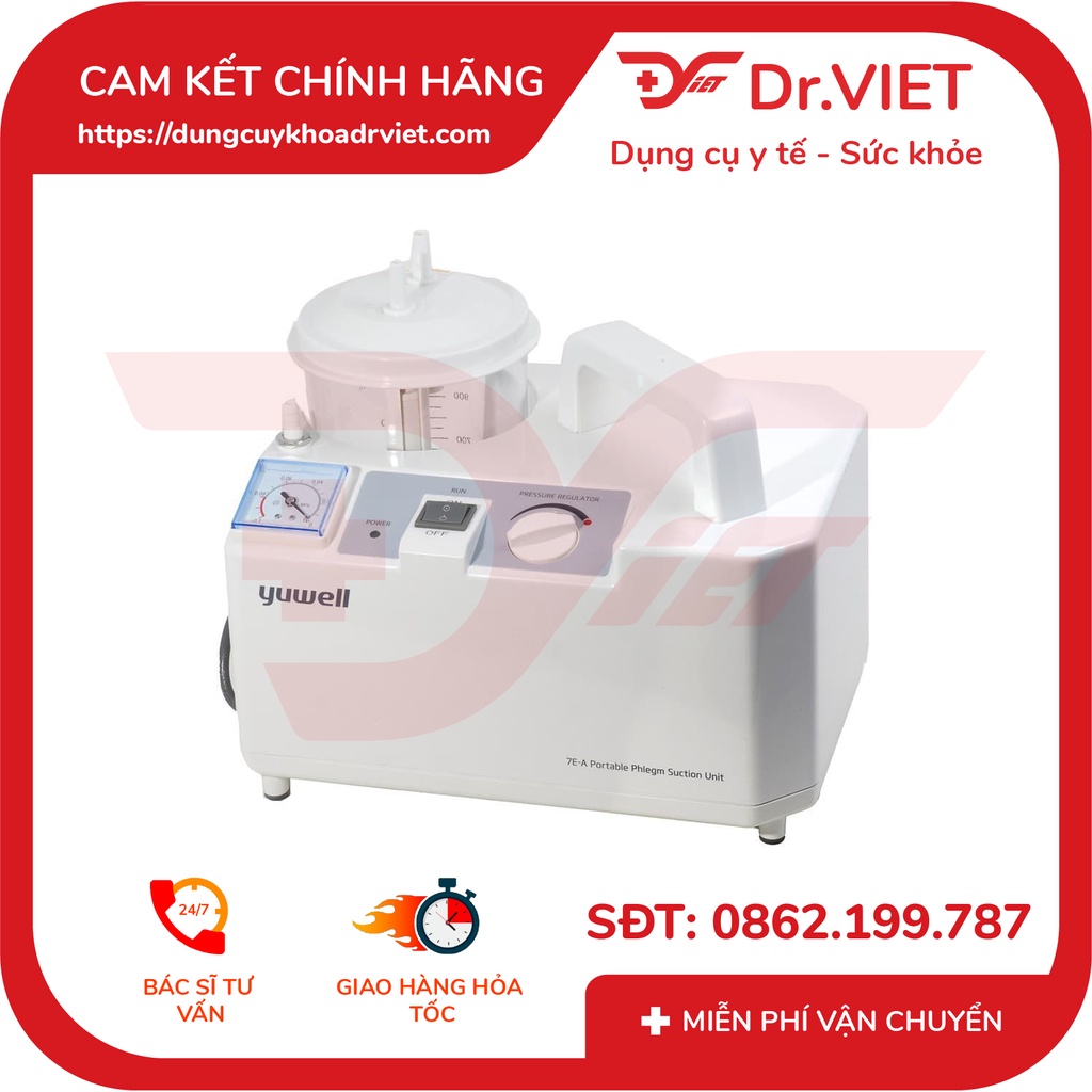 MÁY HÚT DỊCH YUWELL 7E-A DỄ DÀNG LÀM SẠCH DỊCH KHÔNG GÂY KHÓ CHỊU VÀ ĐAU ĐỚN CHO NGƯỜI BỆNH Ở NHÀ VÀ PHÒNG MẠCH DRVIET