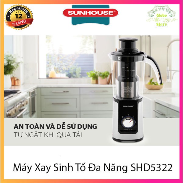 [ Chính Hãng SUNHOUSE ] Máy Xay Sinh Tố, Say Thịt, Máy Ép Hoa Quả Đa Năng Sunhouse SHD5322