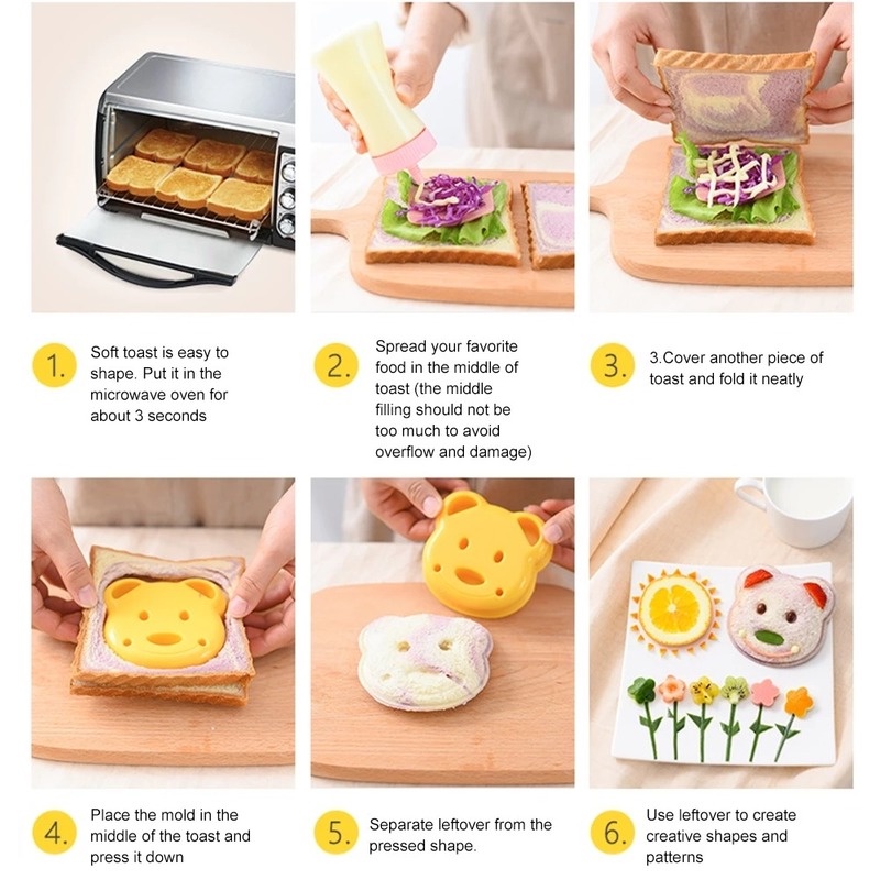 Khuôn Cắt Bánh Sandwich Hình Gấu Hoạt Hình Dễ Thương