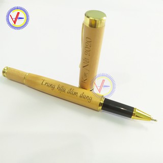 Bút gỗ ký tên mực nước siêu đẹp khắc tên theo yêu cầu | LƯU NIỆM 86