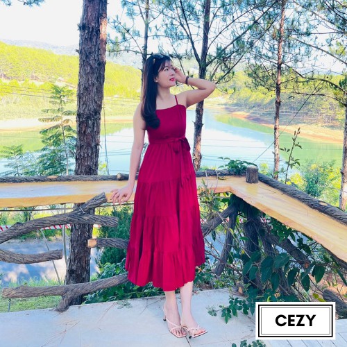 Đầm maxi 2 dây màu trơn có lót Cezy D33 | BigBuy360 - bigbuy360.vn