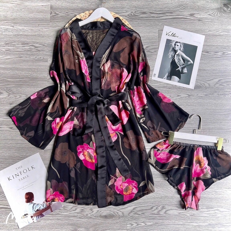 Áo Choàng chiffon phối satin kèm quần mã 03 from dưới 68kg