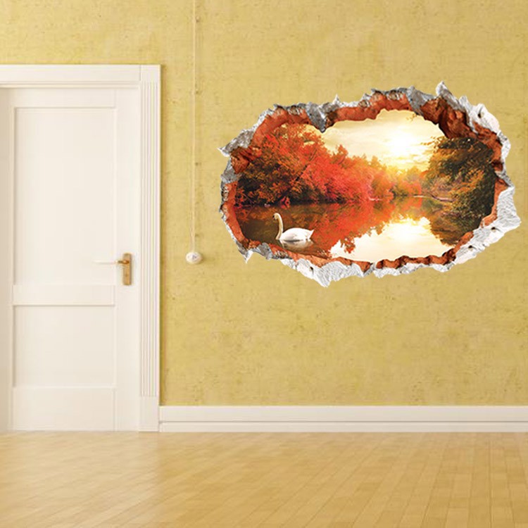 Giấy Decal 3D Dán Tường Họa Tiết Hồ Thiên Nga Cao Cấp SPK046