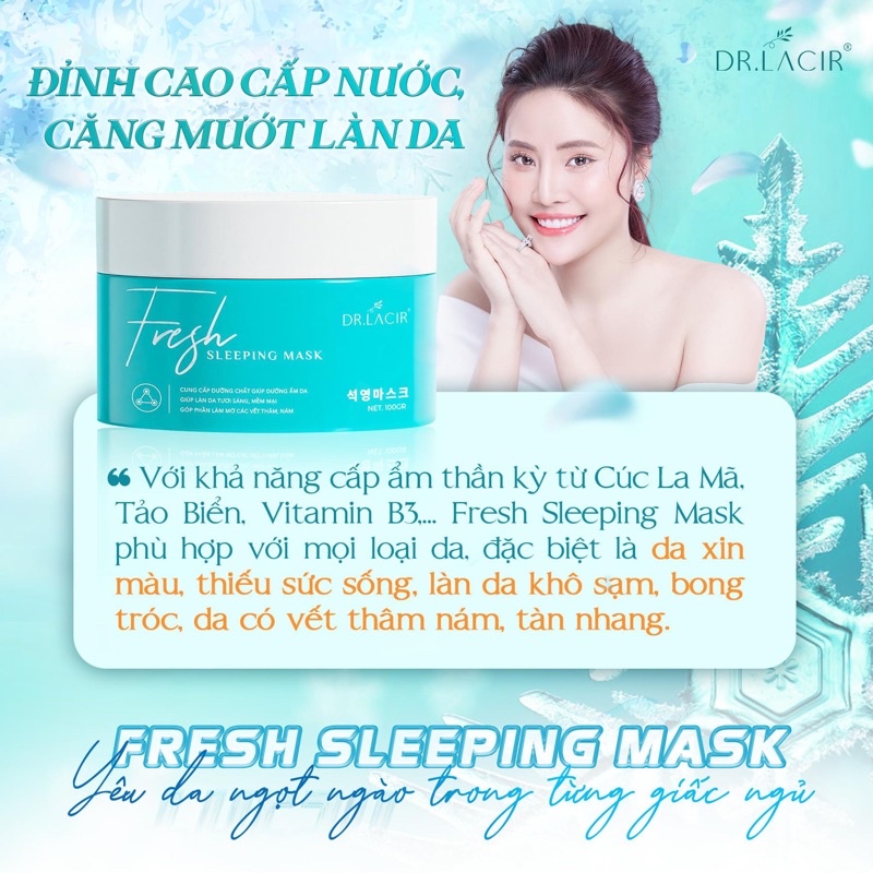 Mặt Nạ Băng Fresh Sleeping Mask Drlacir ,Hộp 100gram,giúp cấp ẩm da,phục hồi da,dưỡng trắng da,làm mờ thâm