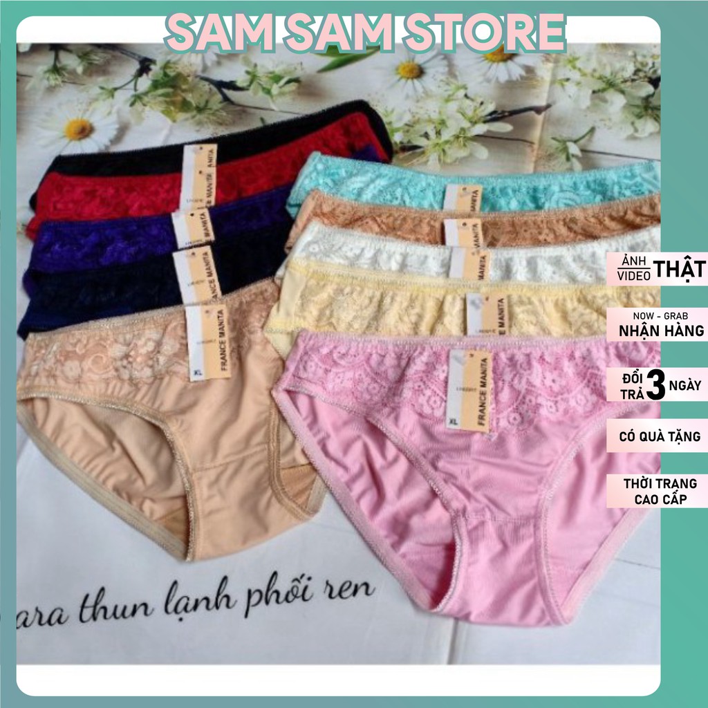 Quần Lót Nữ kháng khuẩn Thun Lạnh Phối Ren thương hiệu SAM SAM chất thun lạnh dày dặn mà rất mát mẻ, đủ size