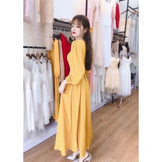 VÁY MAXI ĐŨI KÈM NƠ TIỂU THƯ (ảnh thật)