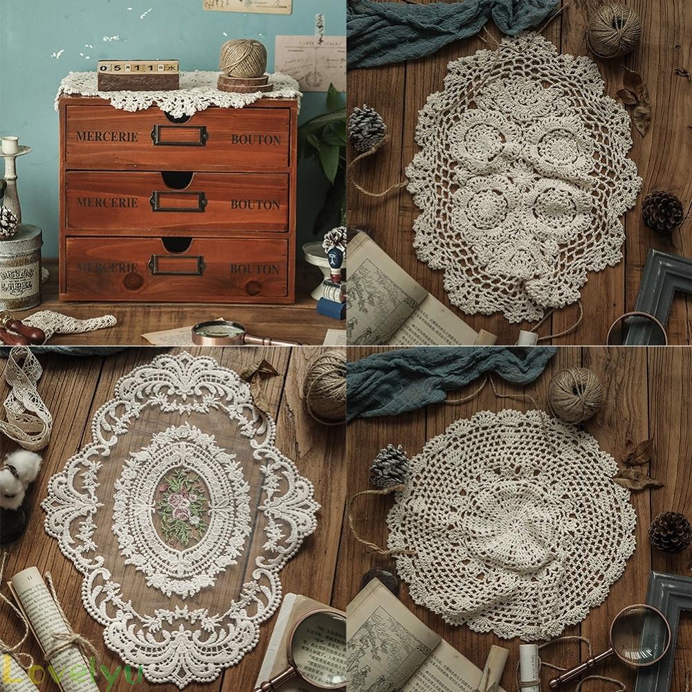 【LOVELYU】Vintage Embroidered Lace Tablecloth Dining Table Runner Cover Wedding Home Decor【Good Quality】