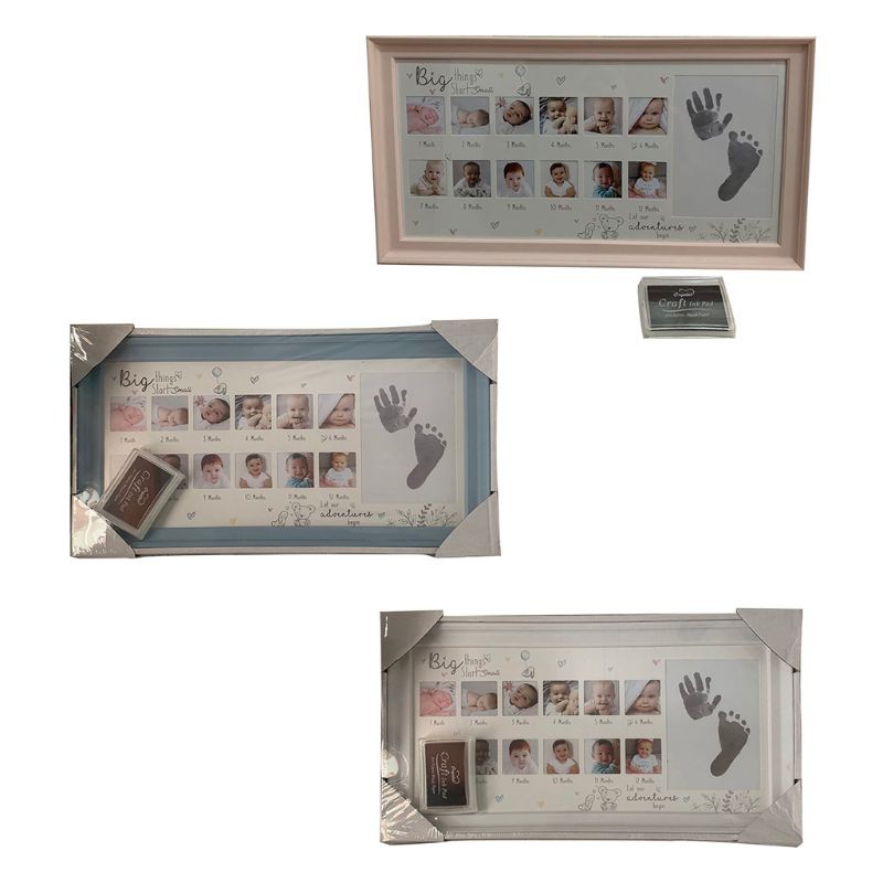Khung ảnh lưu giữ kỉ niệm tay chân cho bé 12 tháng tuổi độc đáo chất liệu nhựa PVC
