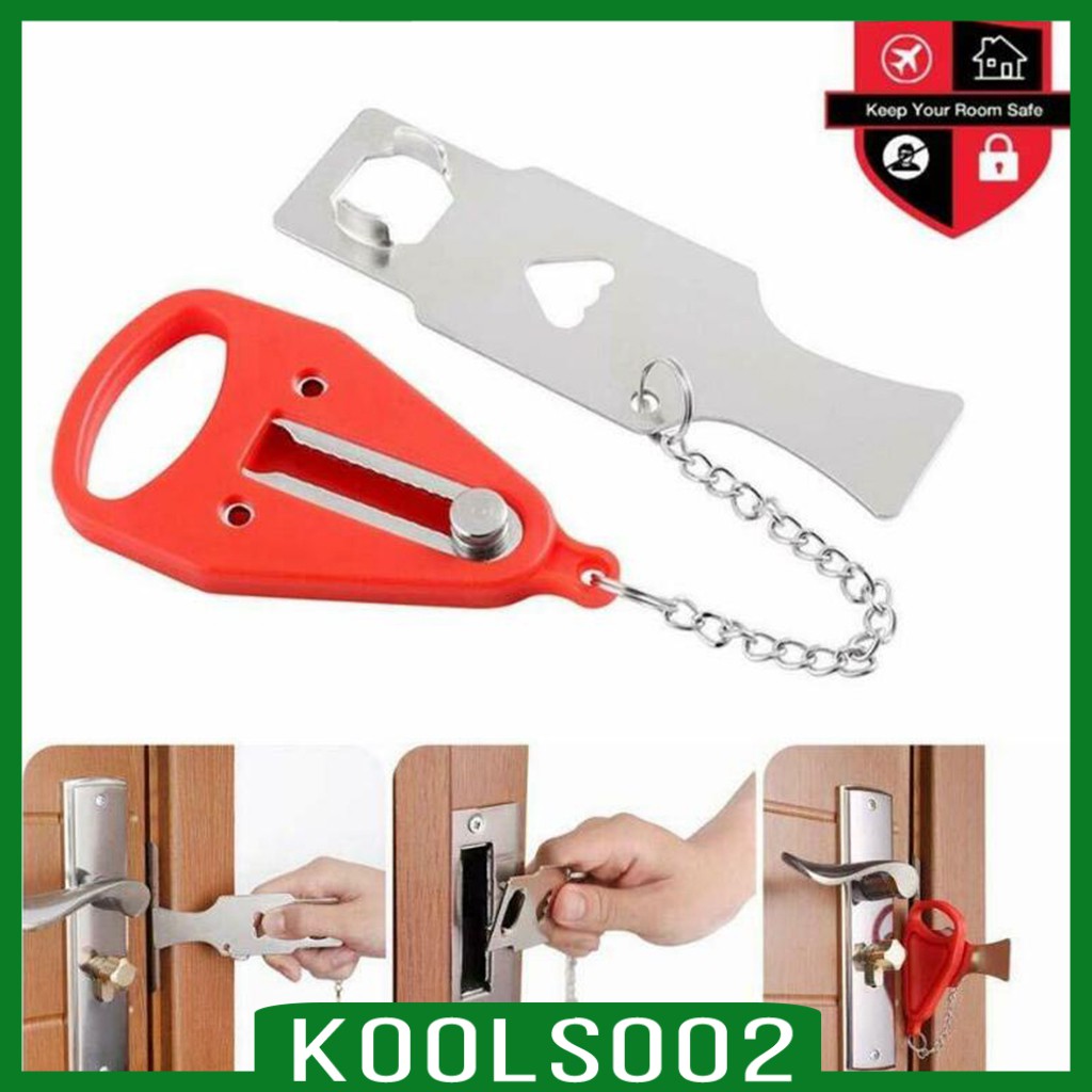 [KOOLSOO2] 1pc Portable Door Lock Travel Hotel Apartment Door Stopper Door Tool Easy Install, Giving you additional safety, security and privacy behind it.