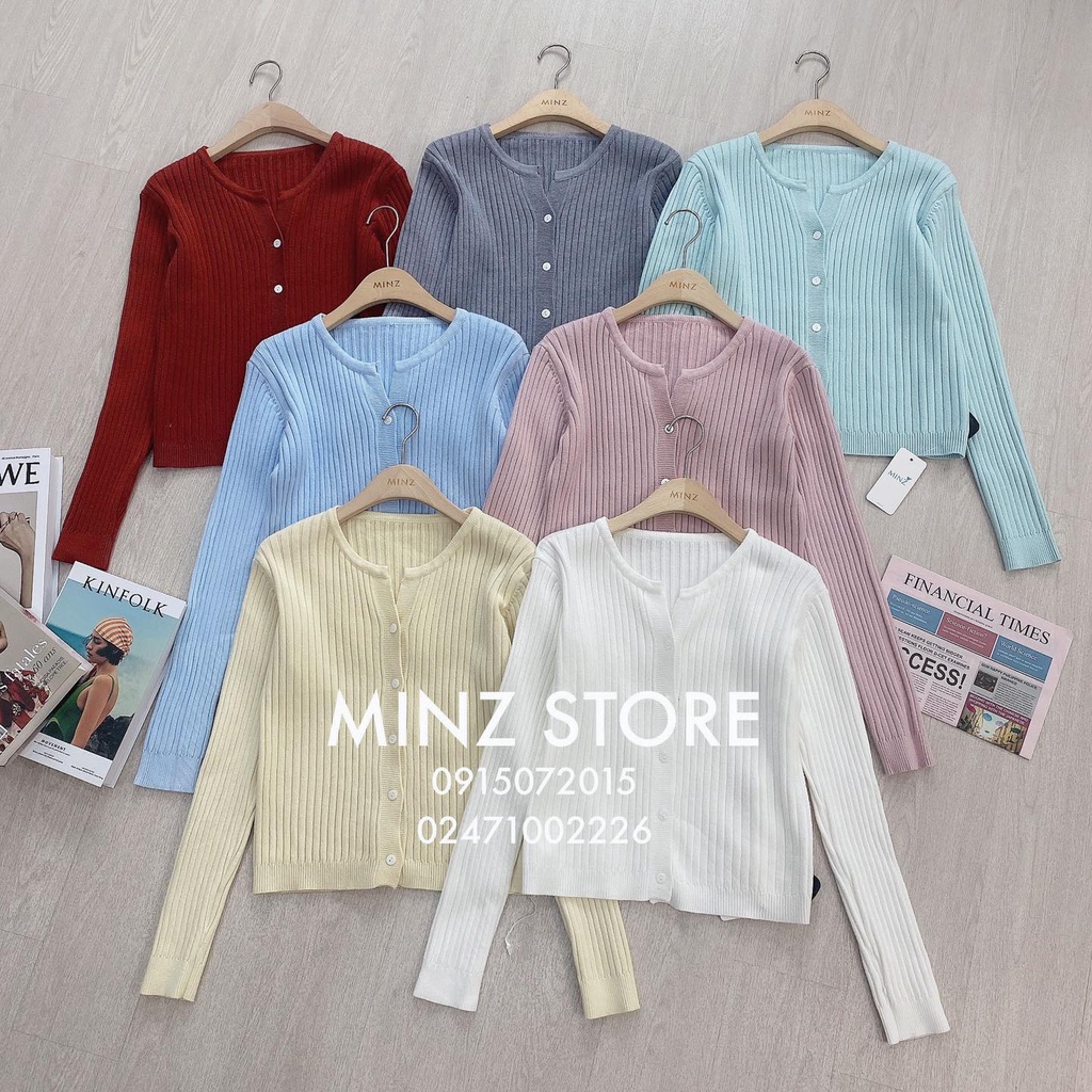 Cardigan gân sọc 5 khuy #0029 (7 màu)