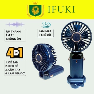 Quạt mini để bàn , tích điện , quạt cầm tay và đeo cổ kiêm giá đỡ để điện thoại