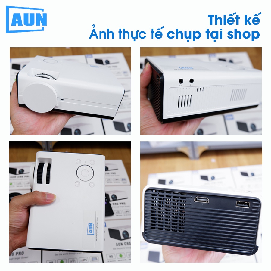 [TẶNG MÀN CHIẾU VÀ TÚI] Máy chiếu mini AUN C90PRO 2022 - Độ phân giải thực chuẩn HD - Độ sáng cao - Bảo hành 12 tháng