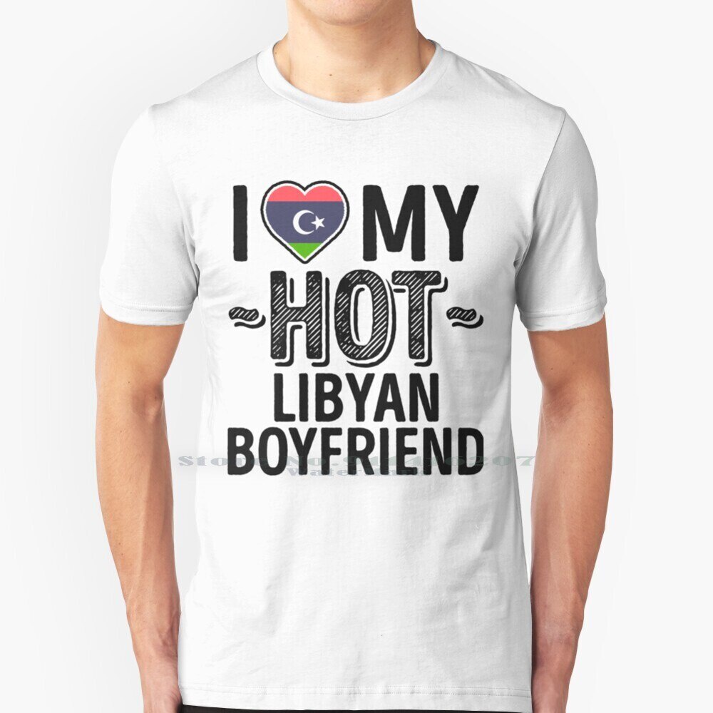 Tôi Yêu Bạn Trai Libya Nóng bỏng - Cặp Đôi Libya Dễ Thương Lãng Mạn T - Áo Sơ Mi & Dán Áo 100% Cotto