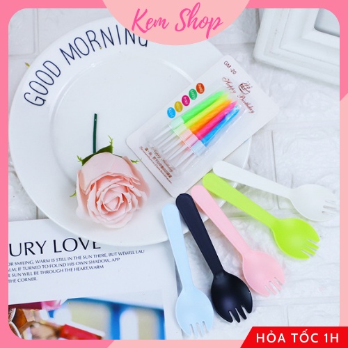 Set Bộ Thìa Dao Đĩa Kèm Nến Sinh Nhật Chất Liệu An Toàn Siêu Tiện Lợi Trang Trí Sinh Nhật - Kemshop K55