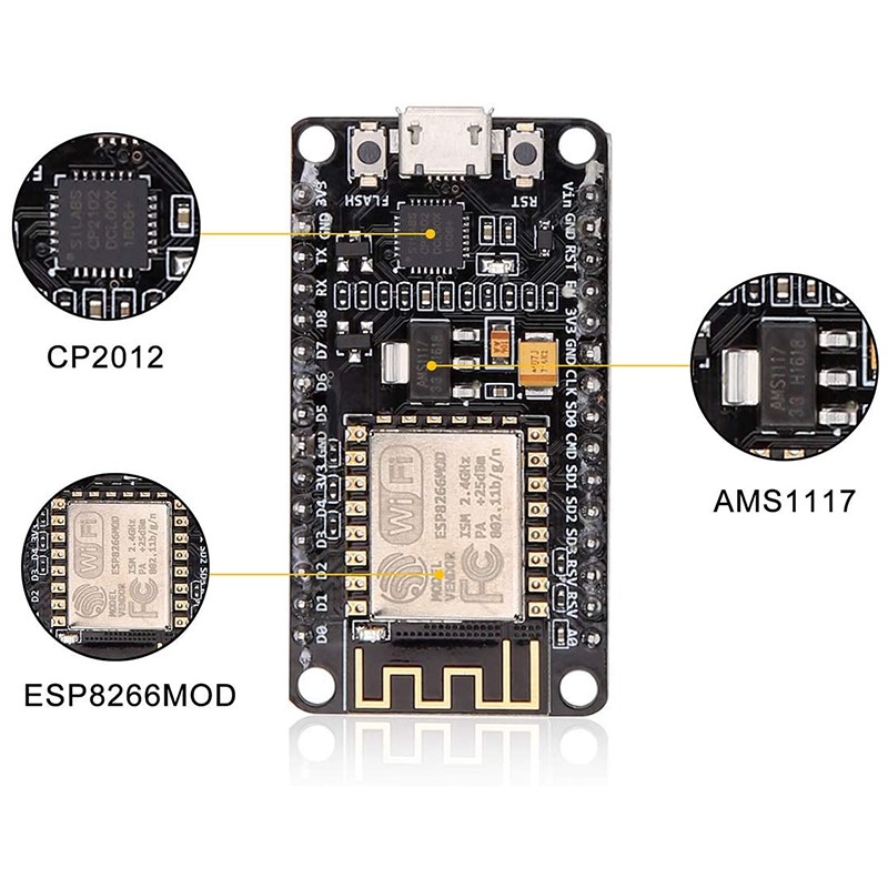 Set 4 Bảng Mạch Mở Rộng Wifi Esp8266 Cp2102 Cho Arduino