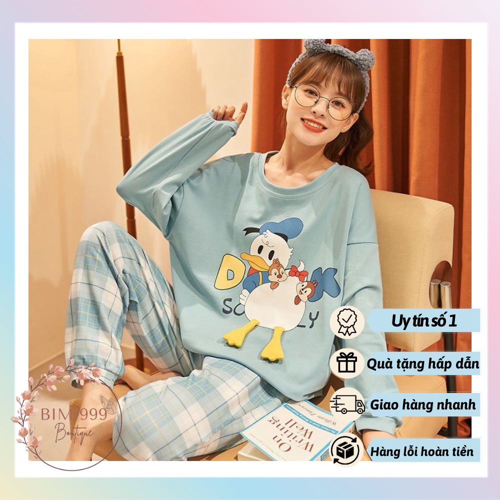 Bộ Cotton Thu Đông Nữ Chất Cotton Dày Dặn Hình In 3D Sắc Nét Hàng Đẹp QCCC