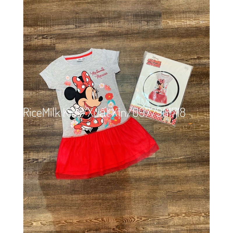 Váy Cho Bé Gái Xuất Dư Đỏ Chuột Mickey