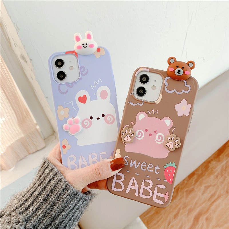 Ốp Điện Thoại Dẻo Họa Tiết Hoạt Hình Gấu / Thỏ Dễ Thương Cho iPhone 14 13 12 11 Pro X XS Max XR 6 6S 7 8 Plus SE 20
