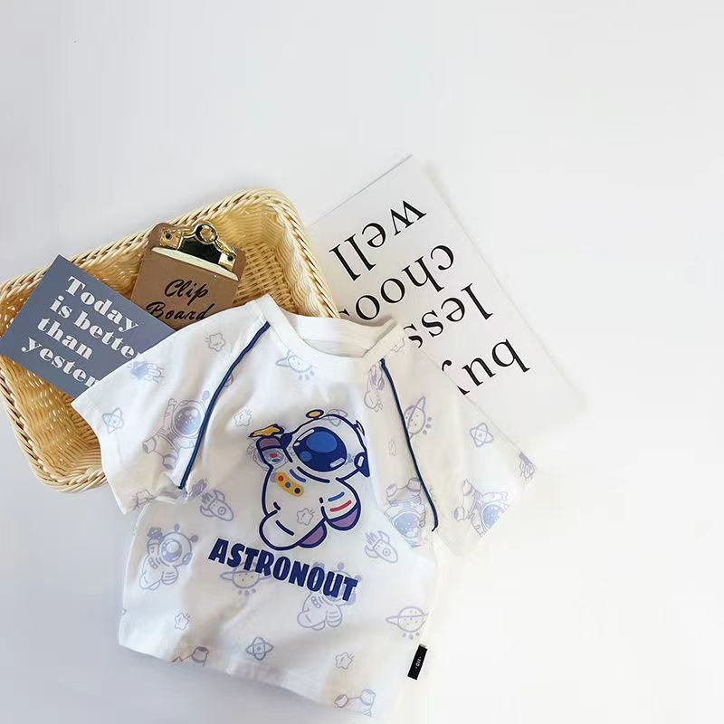 Áo Thun Cổ Tròn Ngắn Tay In Hoạt Hình Thời Trang Mùa Hè Hàn Quốc Dành Cho Bé Trai 2023