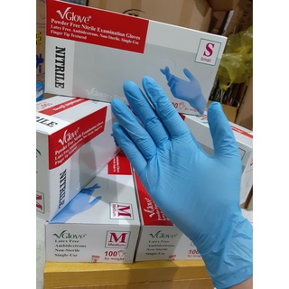 Găng tay nitrile không bột 4.0 - Găng tay y tế Nitrile Vglove không bột màu xanh 4.0 - HÀNG SẴN-Hộp 100 chiếc Size thumbnail