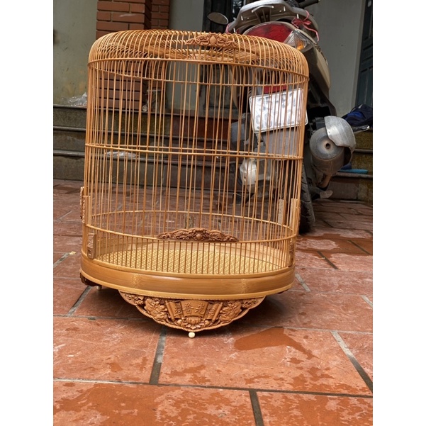 Lồng chim chích choè, Hoạ mi, khướu chất liệu trúc già xử lí đục CNC sắc nét size 42