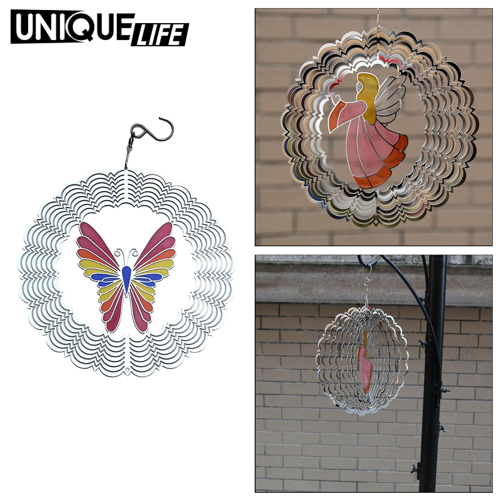 [Unique Life]Wind Spinner Church Porch Yard Wind Chimes Hanging Art Decoration Ornament Style