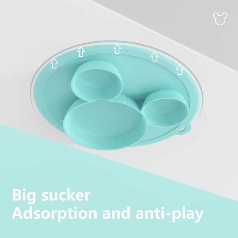 Bát Ăn Chia Ngăn Bằng Silicone Không Chứa BPA Màu Trơn Không Độc Hại Dành Cho Bé
