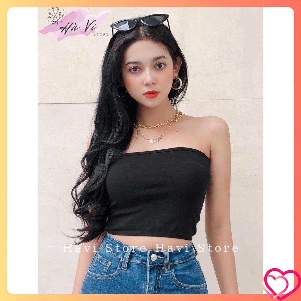Áo quây ngực không đệm thun trơn croptop nữ dáng ôm màu trơn không dây