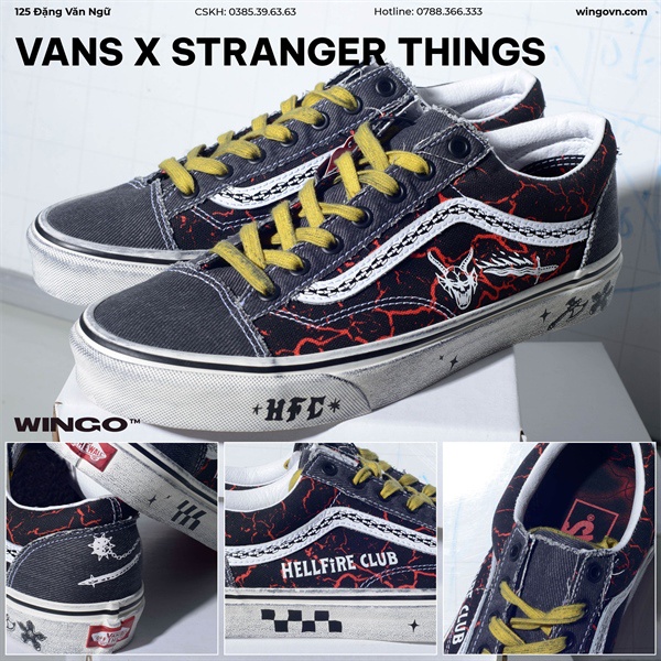 Giày Chính Hãng Gía Rẻ Old Skool Stranger Things Hell Fire Club