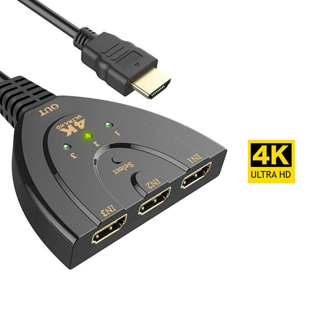 AUGUSTINA Bộ Chia Cổng HDMI 4K * 2K 3 Cổng PS3 Kèm Phụ Kiện
